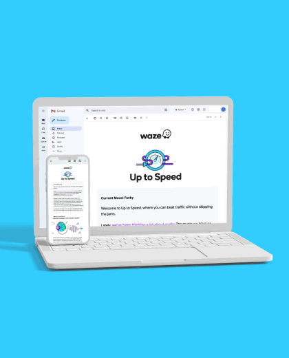 The newsletter we created for Waze. A newsletter for keeping Wazers up to speed