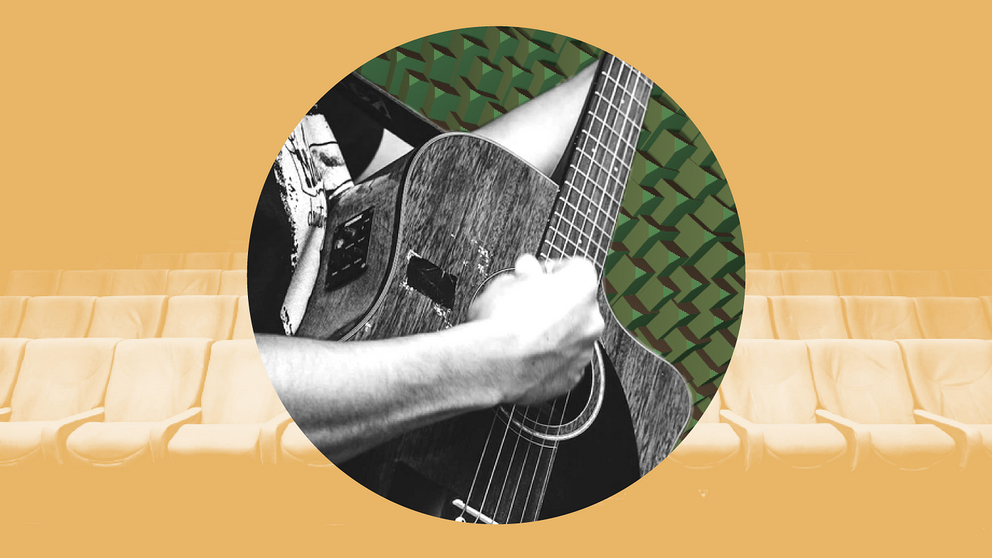 an Illustration of a man playing acoustic guitar.