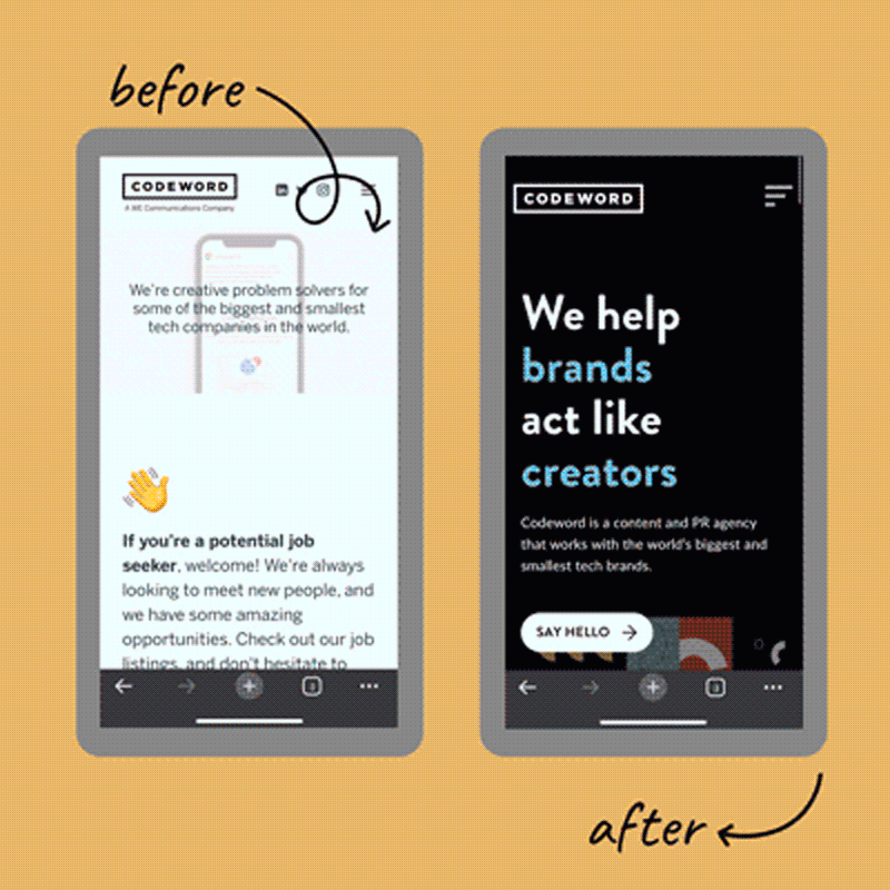 Animated gif of the updated design of our website.