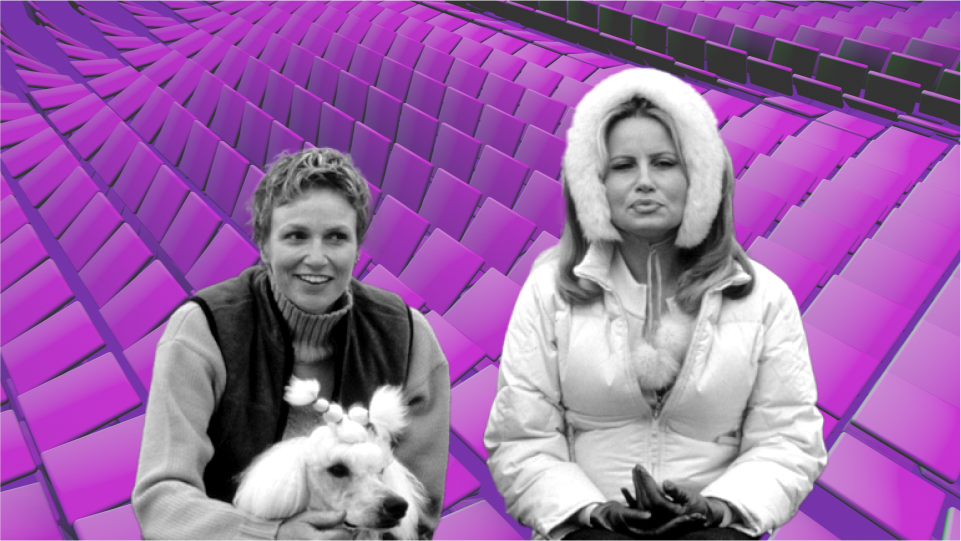 A picture of the actress Jennifer Coolidge an the actress Jane Lynch, from the movie "Best in Show"