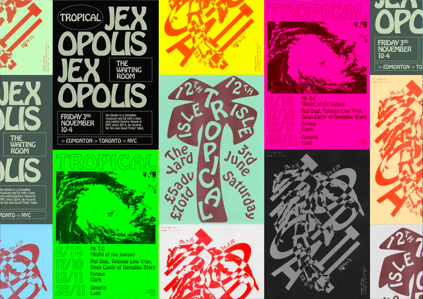 A collection of posters using the Hobo font