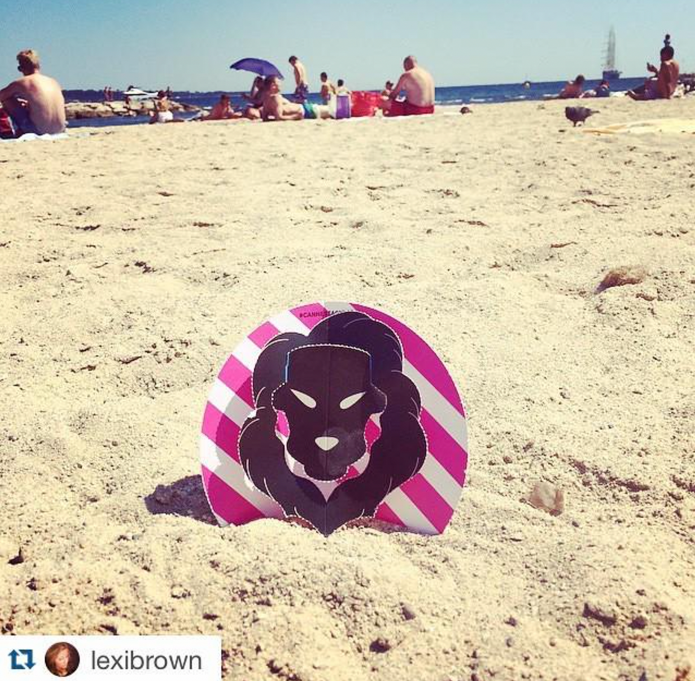Logo of Cannes Lions on the beach at Cannes
