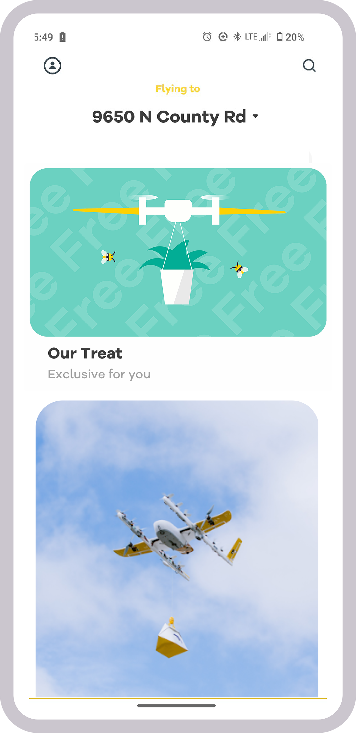 Image of the Wing App showing our Earth Day promotion.